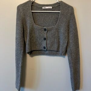 Zara cropped button-up sweater/cardigan